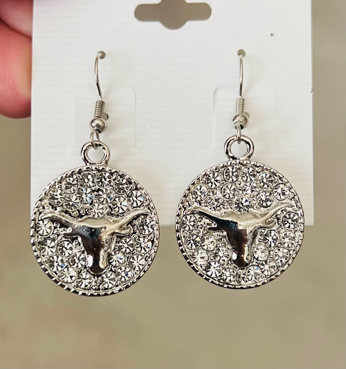 Crystal Longhorn Dangle Earrings - Multi Cedar Hill Country Market