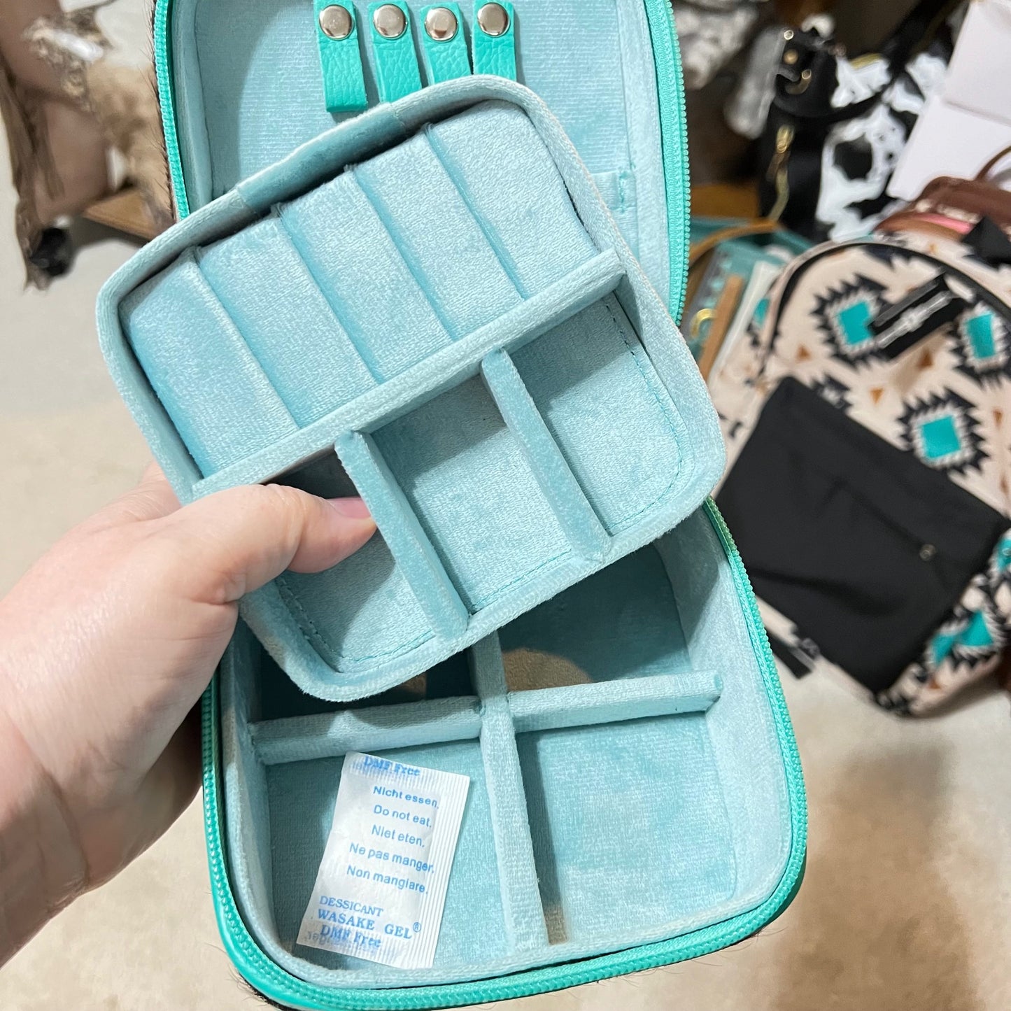Turquoise Hair on Hide Leather Jewelry Travel Box CedarHill Country Market