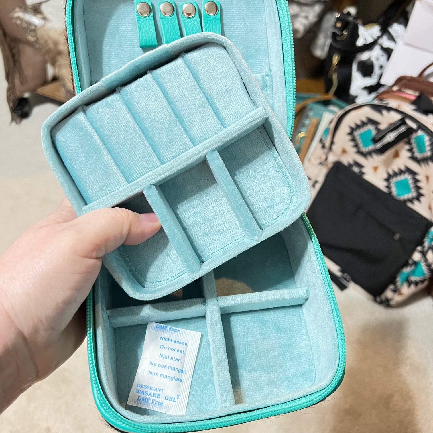 Turquoise Hair on Hide Leather Jewelry Travel Box CedarHill Country Market