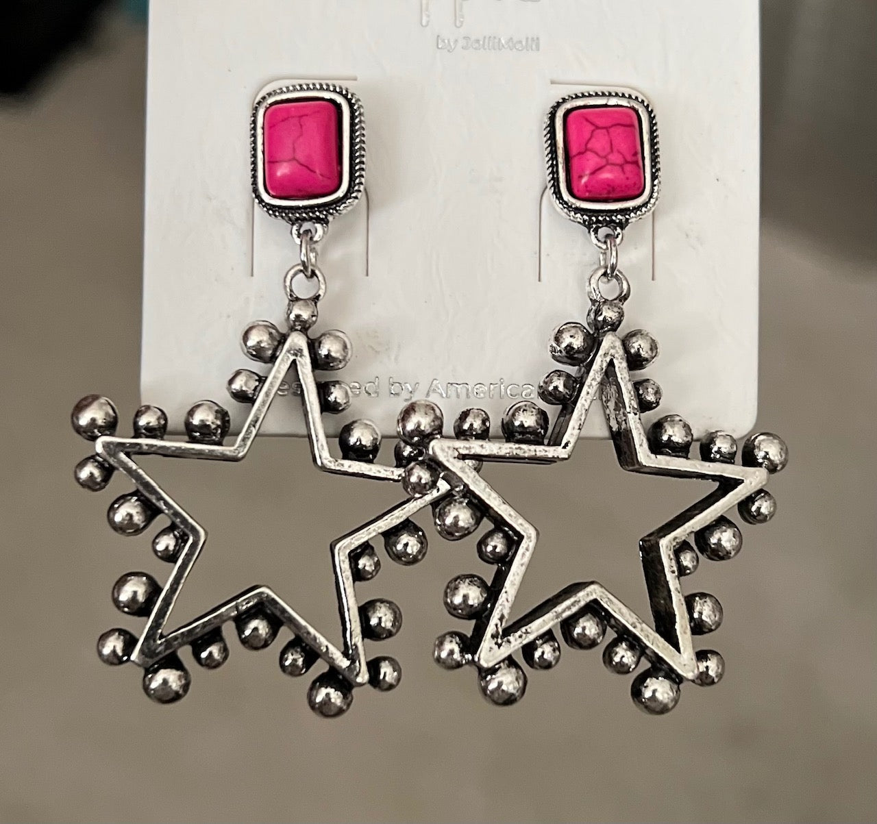 Pink and Silver Star Post Back Earrings Cedar Hill Country Market