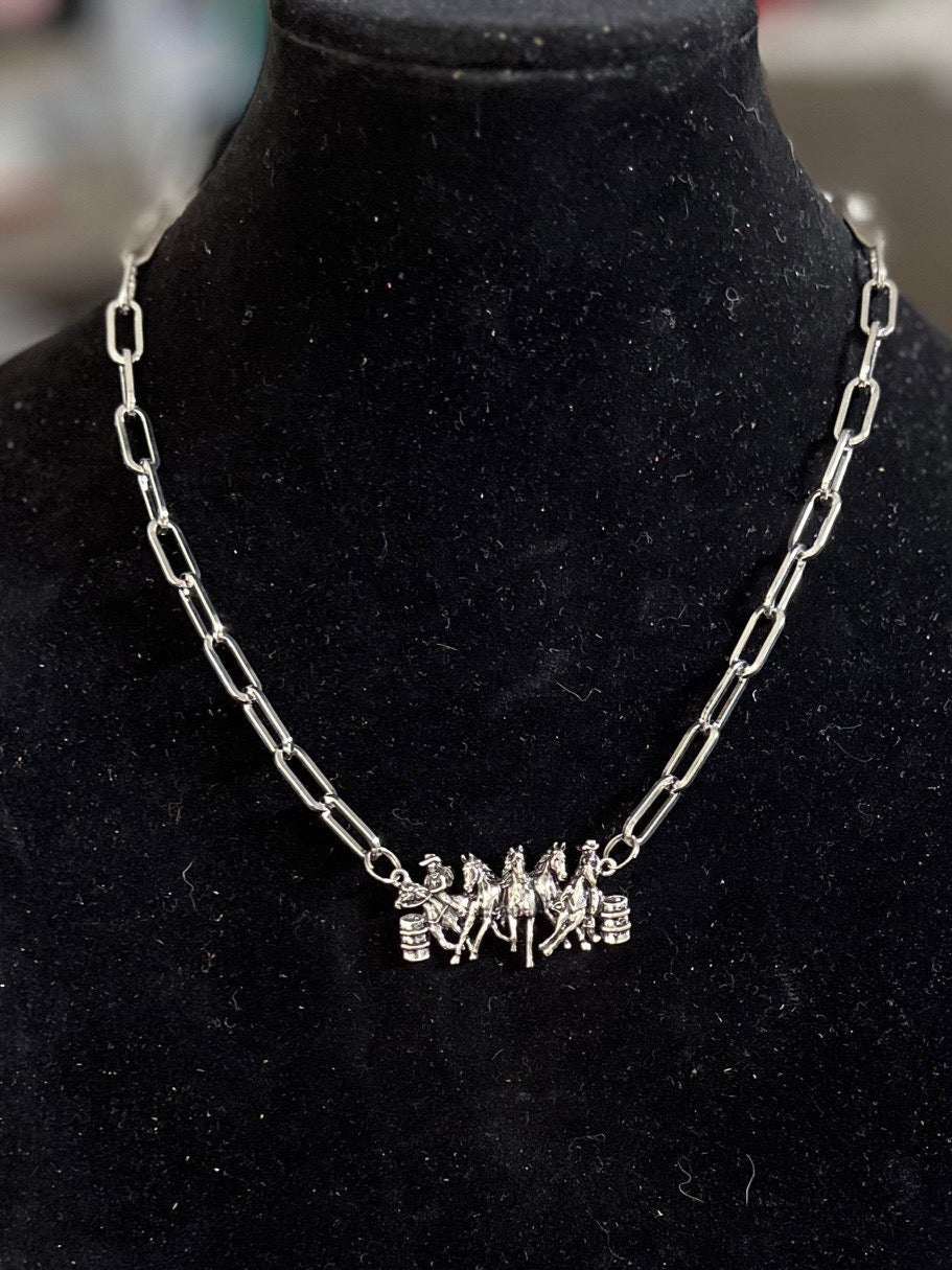 Barrel Racing Cowboys and Horses Necklace 0717 CedarHill Country Market