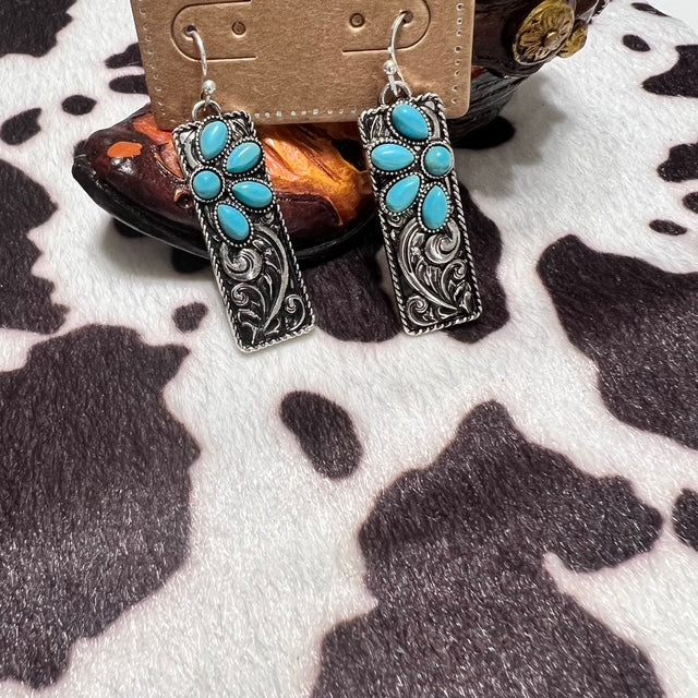 Fashion Turquoise Floral Bar Earrings Cedar Hill Country Market