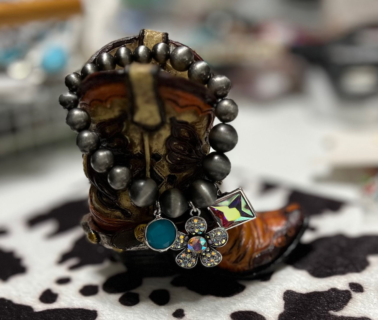 Navajo Inspired Charm AB Stone Bracelet Cedar Hill Country Market