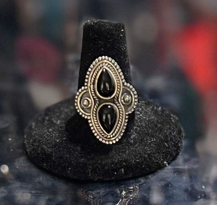 Genuine Black Onyx Sterling Silver Ring Size 9 Cedar Hill Country Market