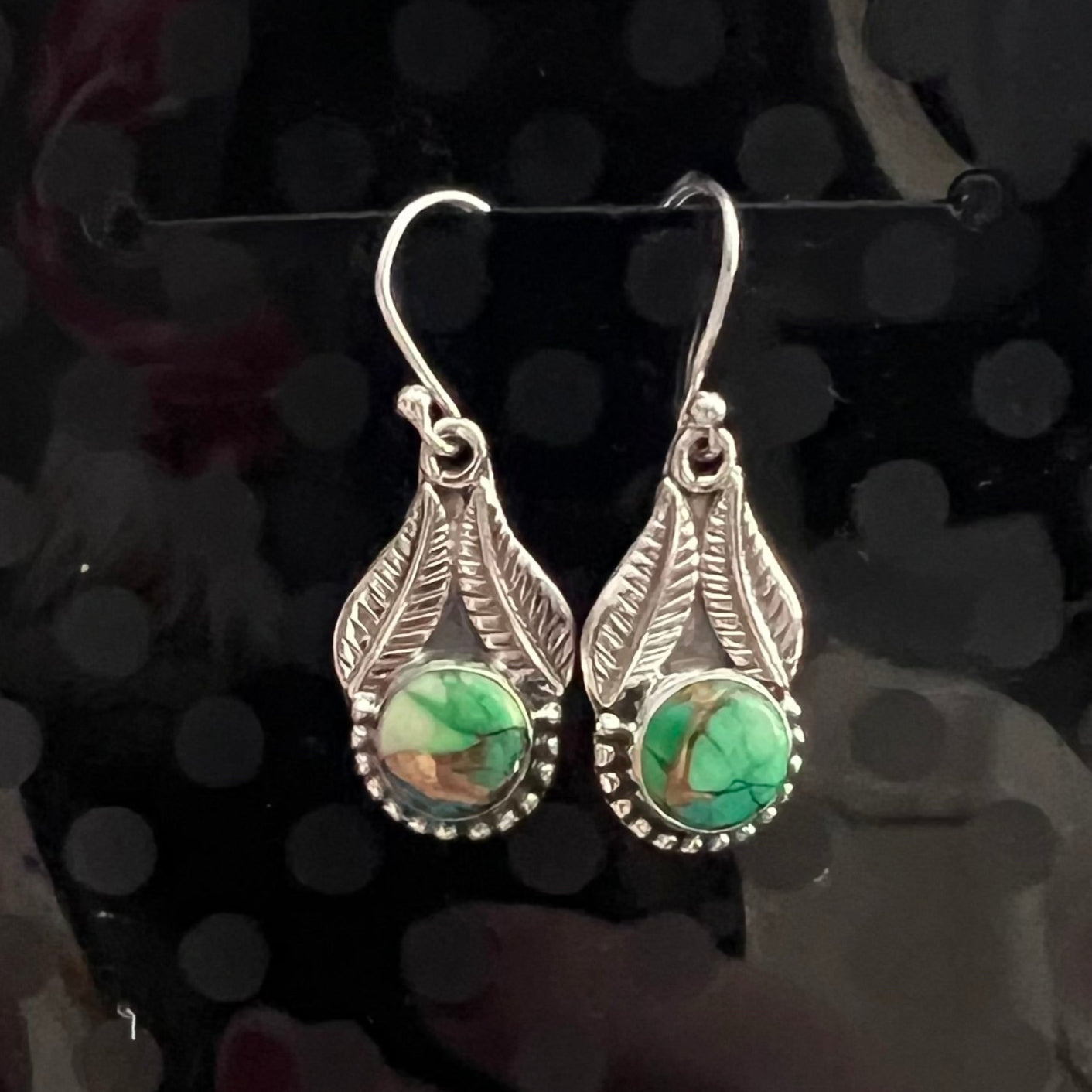 Sterling Silver Peacock Turquoise Earrings Cedar Hill Country Market