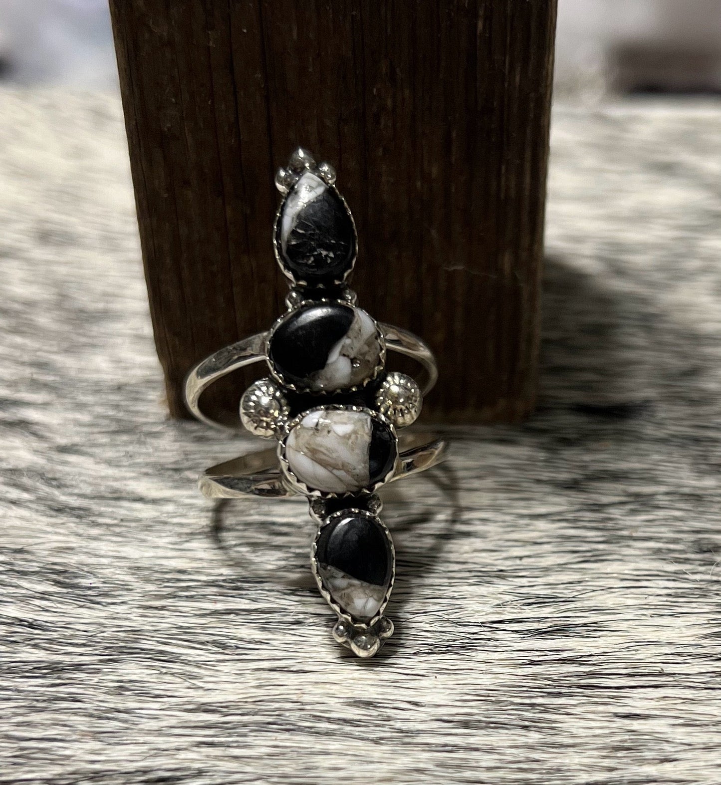 Genuine White Buffalo Ring and Earring SS Set Cedar Hill Country Market