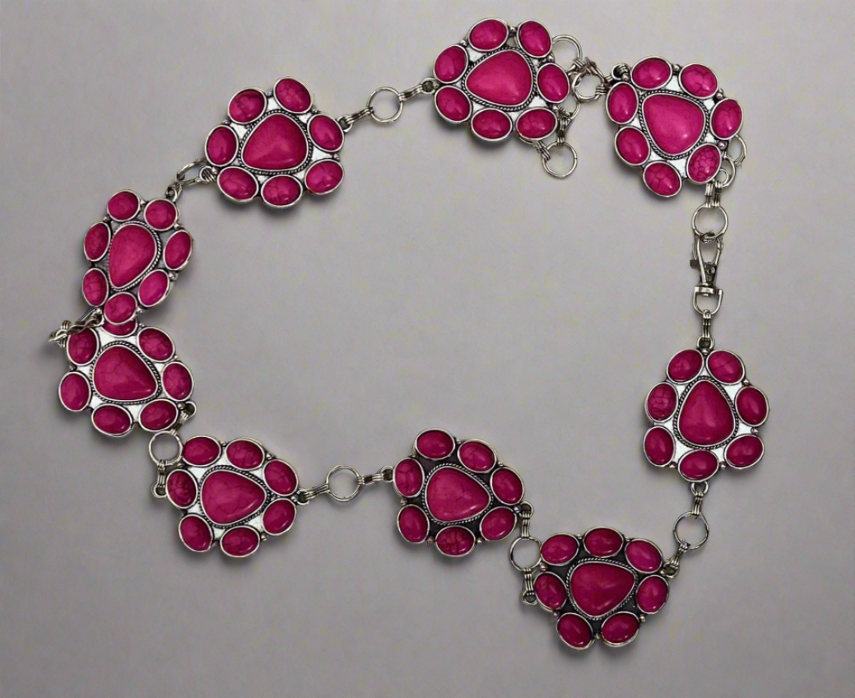 Hot Pink Chain Link Concho Belt Cedar Hill Country Market