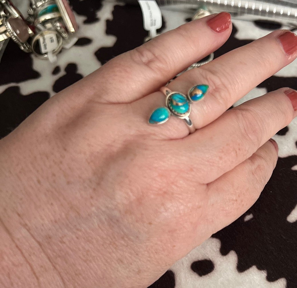 Genuine Turquoise SS Everyday Ring Size 8.5 Cedar Hill Country Market