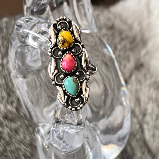 Genuine Sterling Silver Three Stone Ring - Adjustable CedarHill Country Market