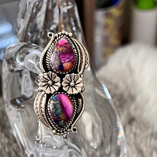 Genuine Pink Dahlia Sterling Silver Two Stone Ring Size 9 Cedar Hill Country Market