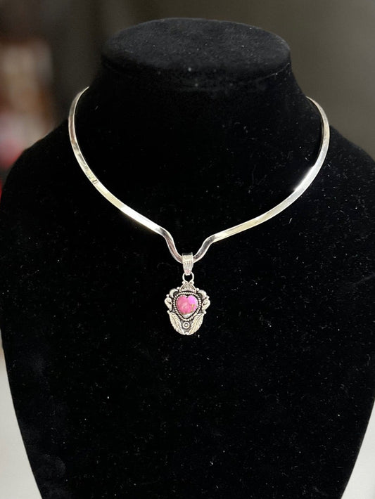 Genuine Pink Dahlia Heart Pendant CedarHill Country Market