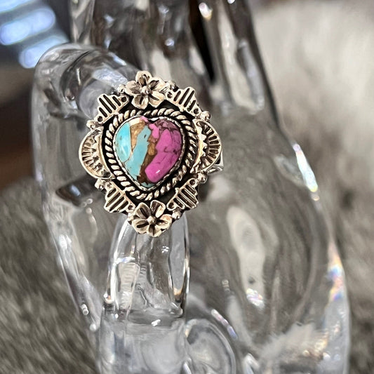 Genuine Cotton Candy Heart Shaped Sterling Silver Ring Cedar Hill Country Market