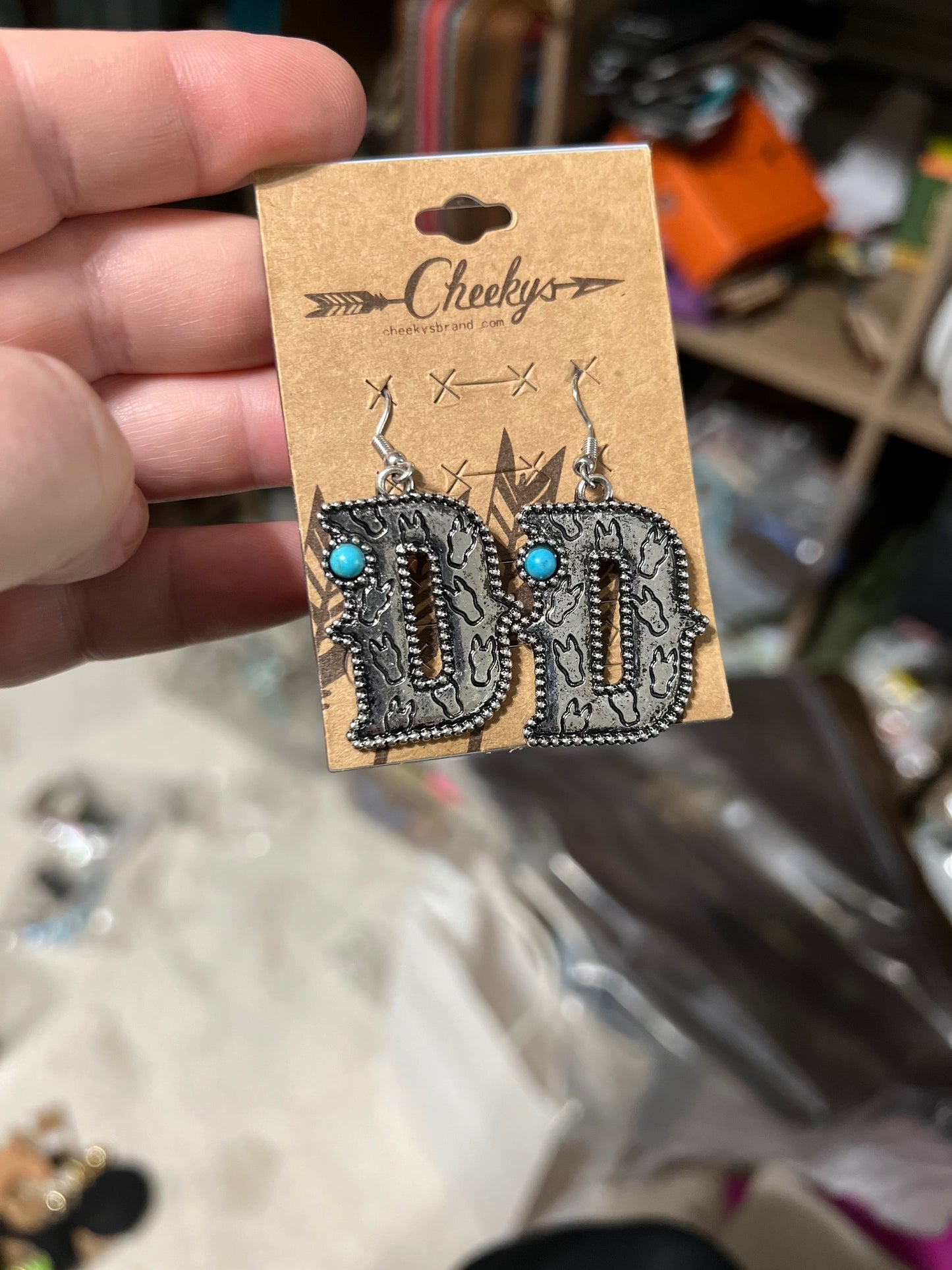 Silver Turquoise Letter / Initial Earrings Cedar Hill Country Market
