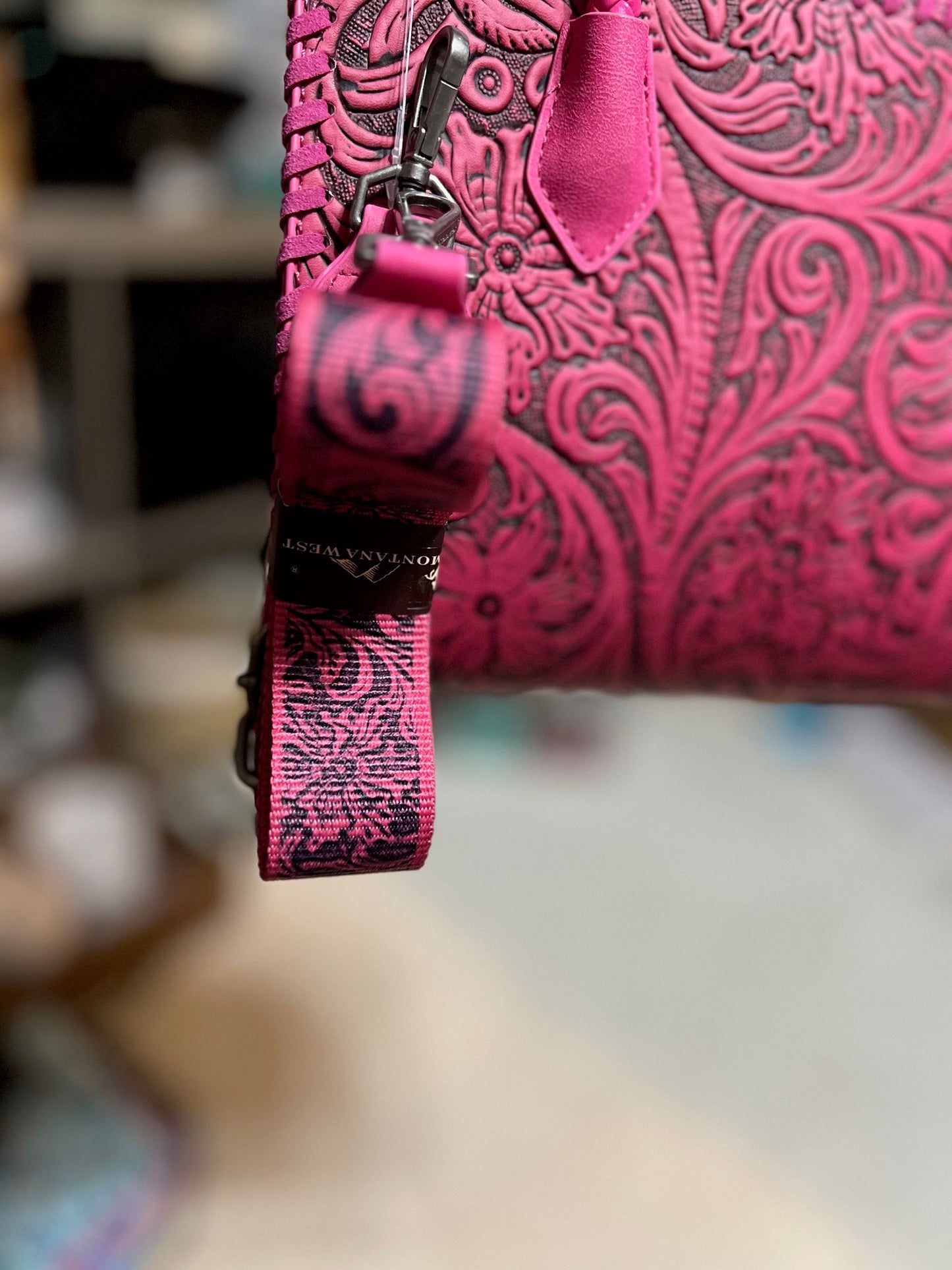 Wrangler Embossed Crossbody - Dark Pink with Wallet Cedar Hill Country Market