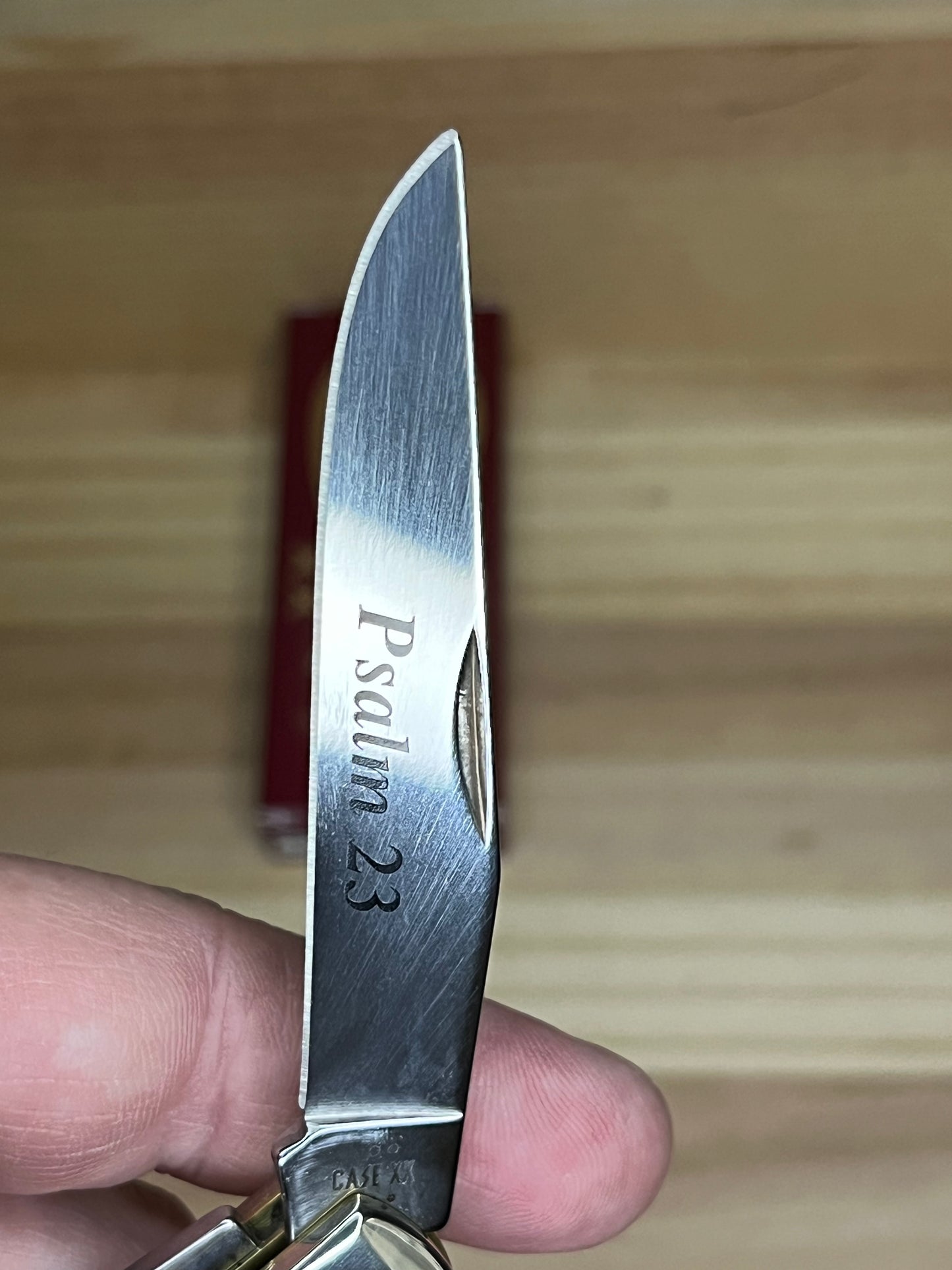 Case Religious Natural Bone Smooth Trapper, Psalm 23 Pocket Knife (CA08795) 7043 CedarHill Country Market