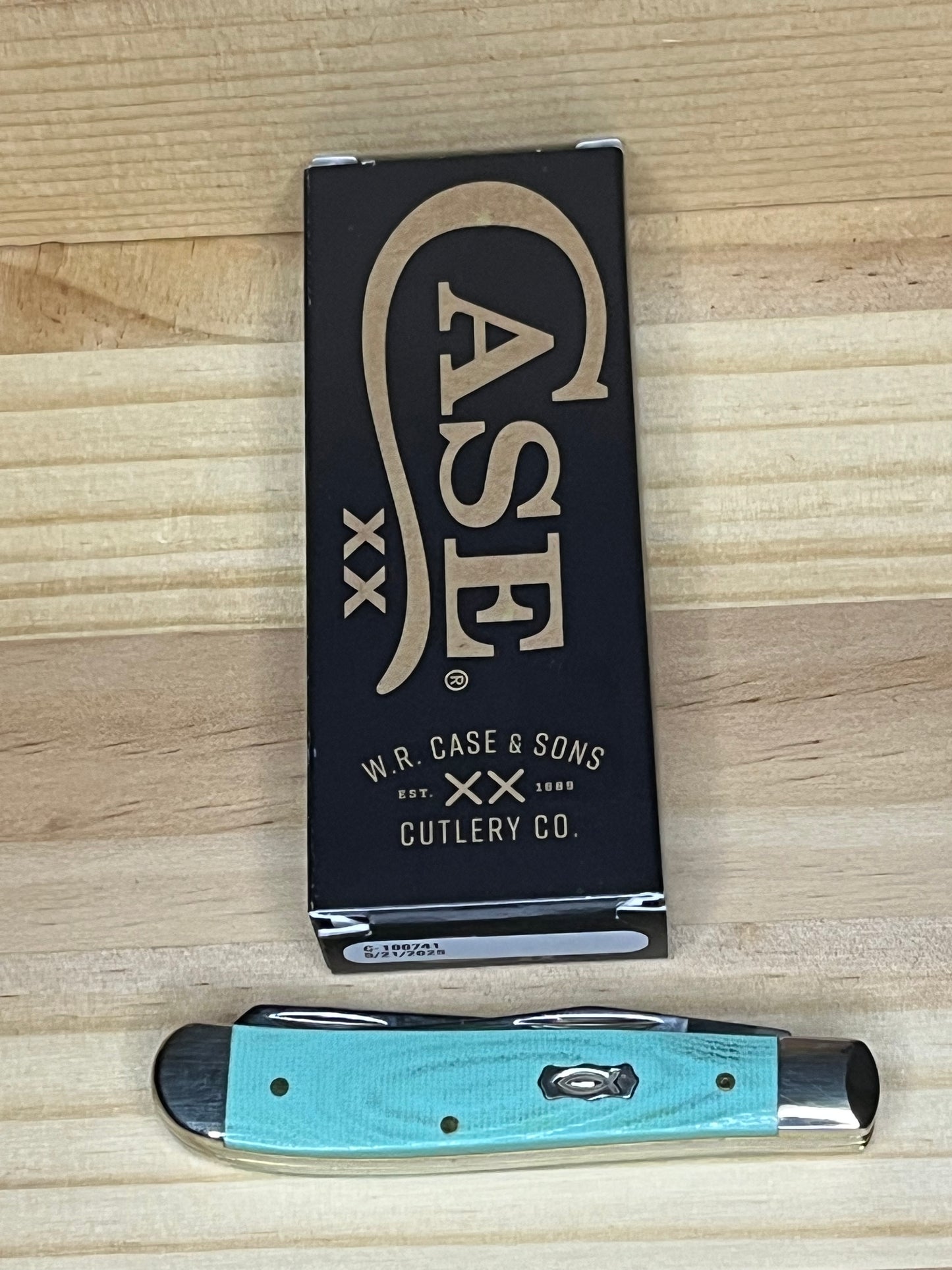 Case Seafoam Green G10 Smooth Mini Trapper Pocket Knife (CA18100) 7168 CedarHill Country Market