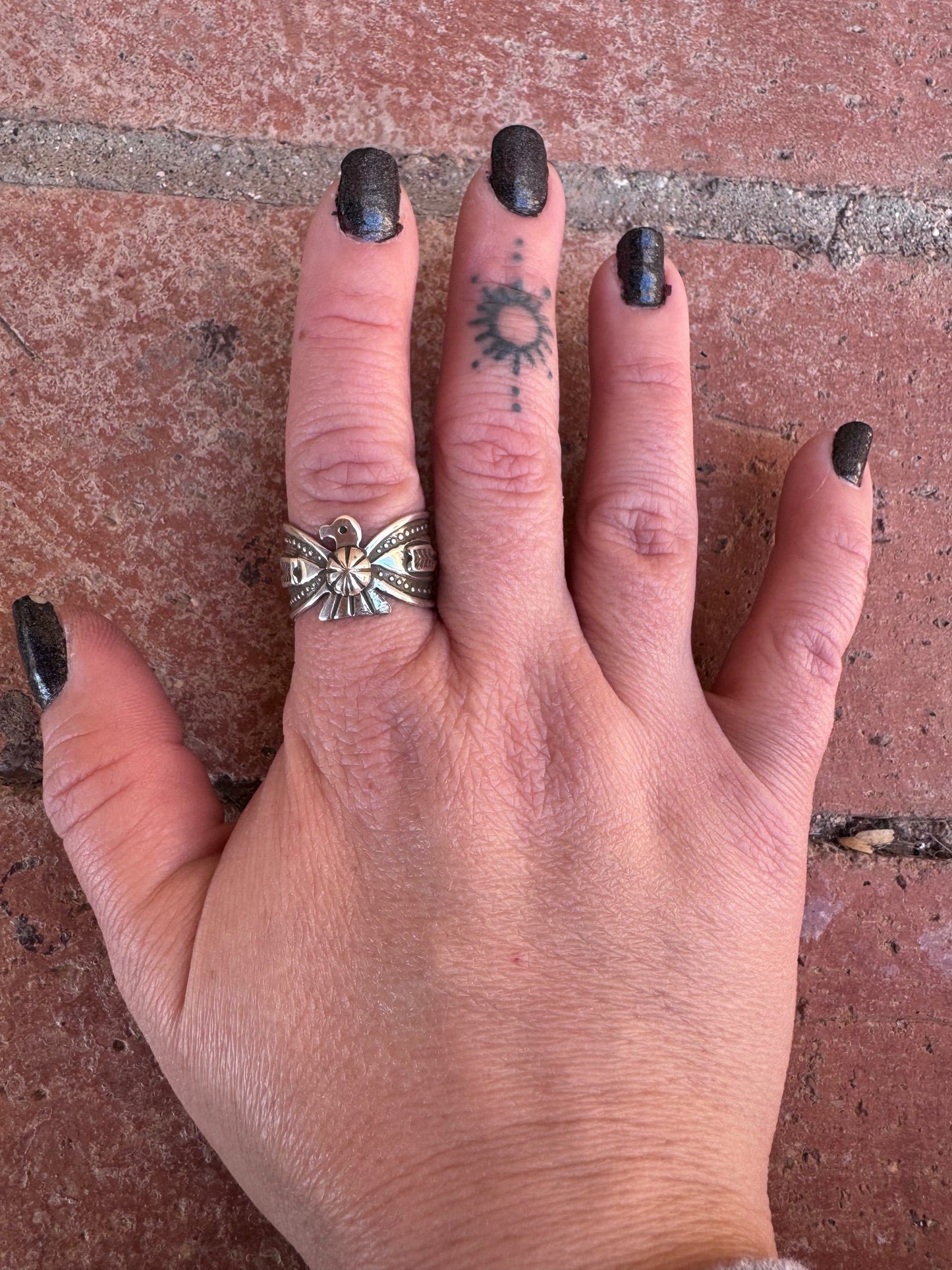 Handcrafted Sterling Silver Thunderbird Ring by Darrell Cadman Nizhoni Traders LLC