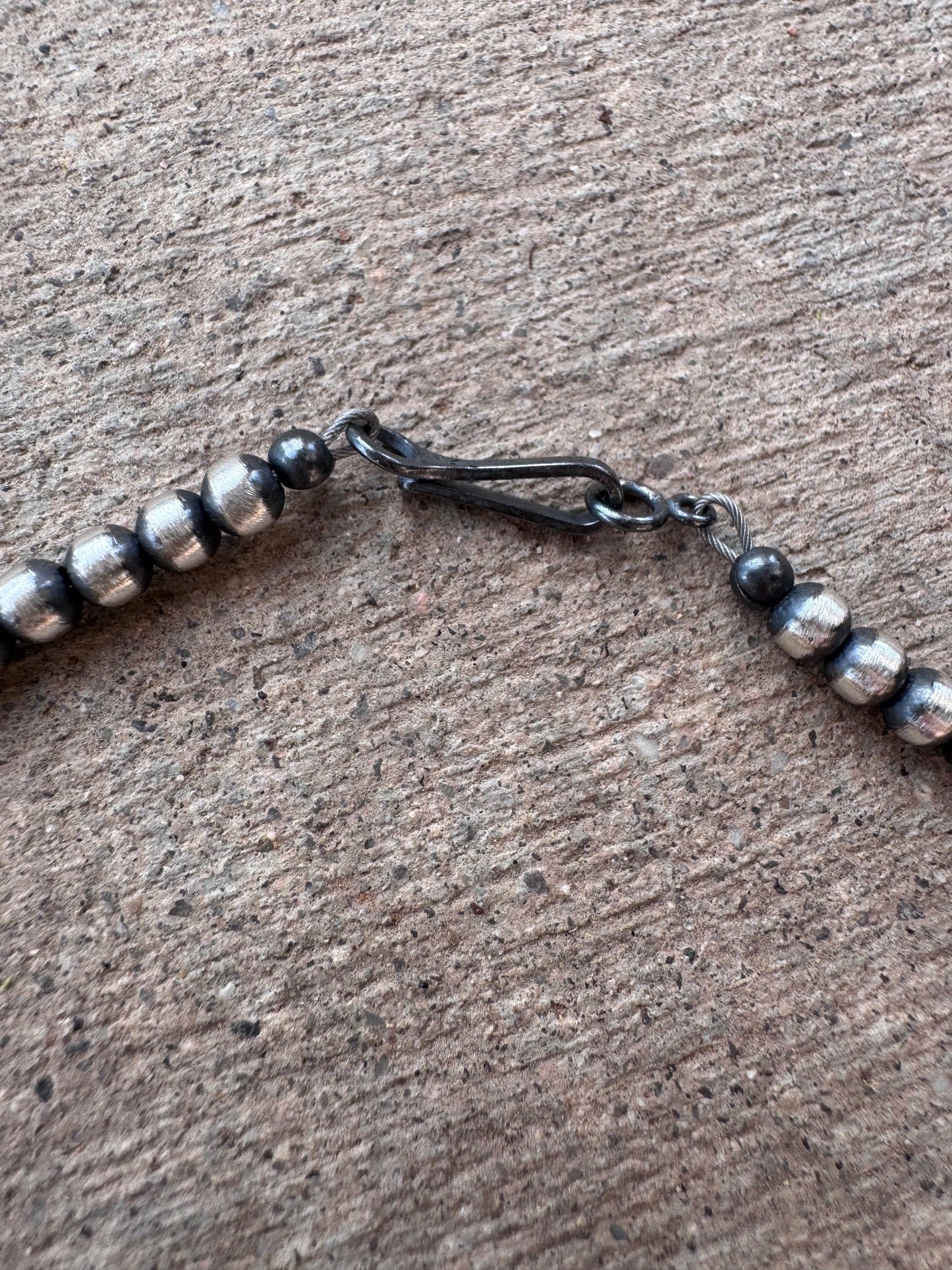 Handcrafted Lapis & Sterling Silver Pearl 4mm Beaded Necklace Nizhoni Traders LLC