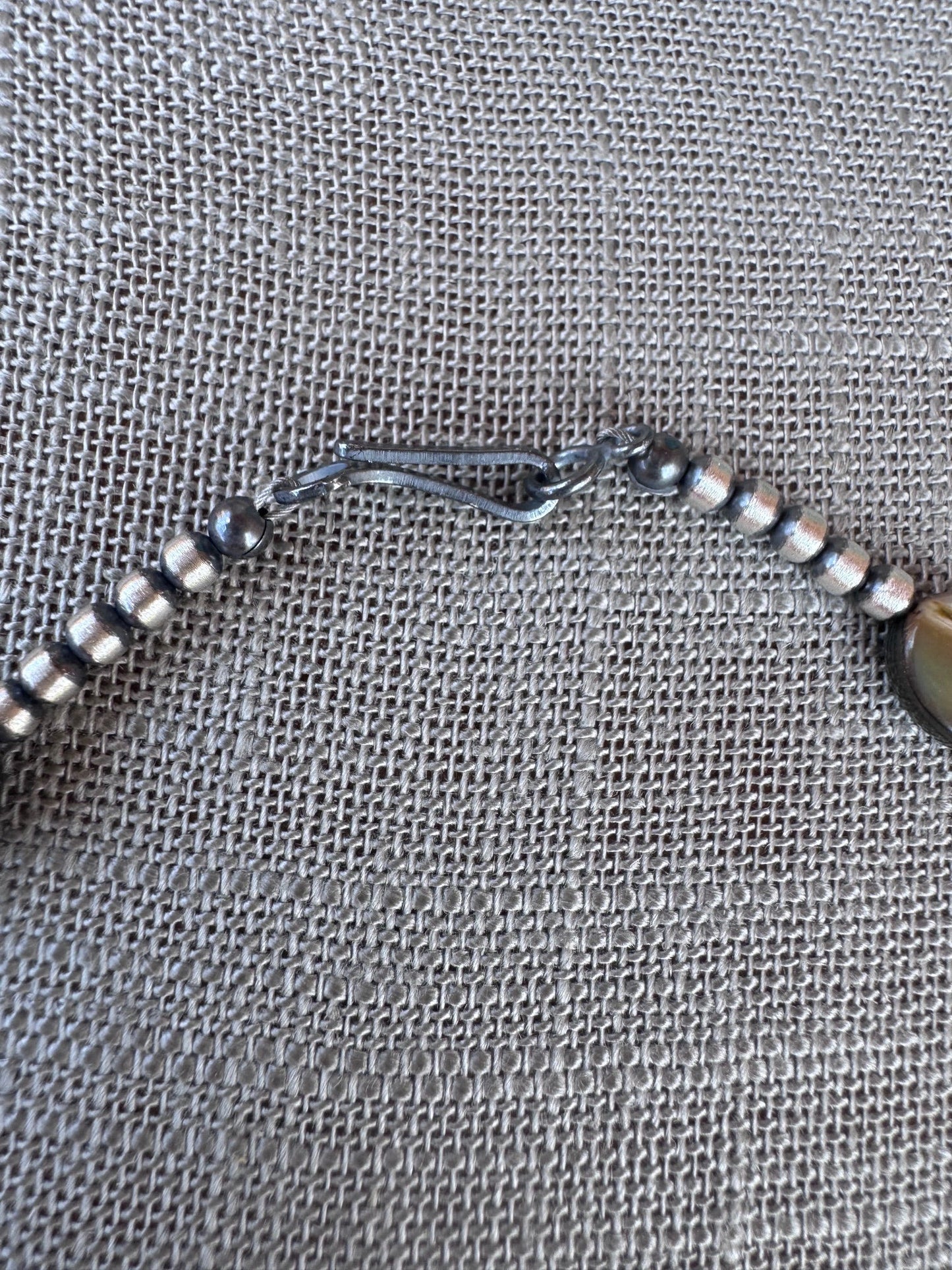 Handcrafted Abalone & Sterling Silver Pearl 3mm Beaded Necklace Nizhoni Traders LLC