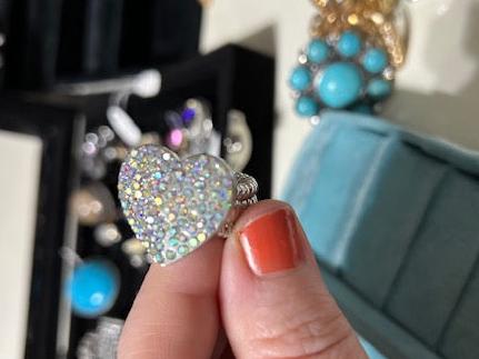 Sparkle Heart Silver Stretch Ring Cedar Hill Country Market