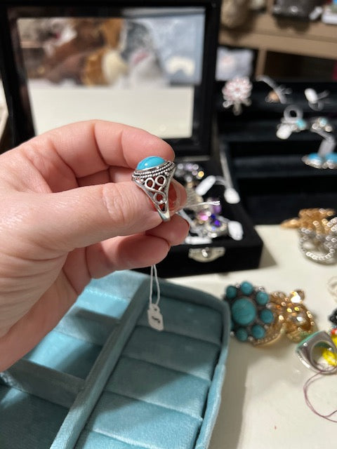 Assorted turquoise size 8 western style rings Cedar Hill Country Market