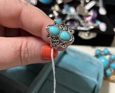 Double Turquoise Aztec Size 5 Fashion Ring Cedar Hill Country Market
