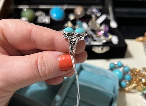 Double Turquoise Aztec Size 5 Fashion Ring Cedar Hill Country Market