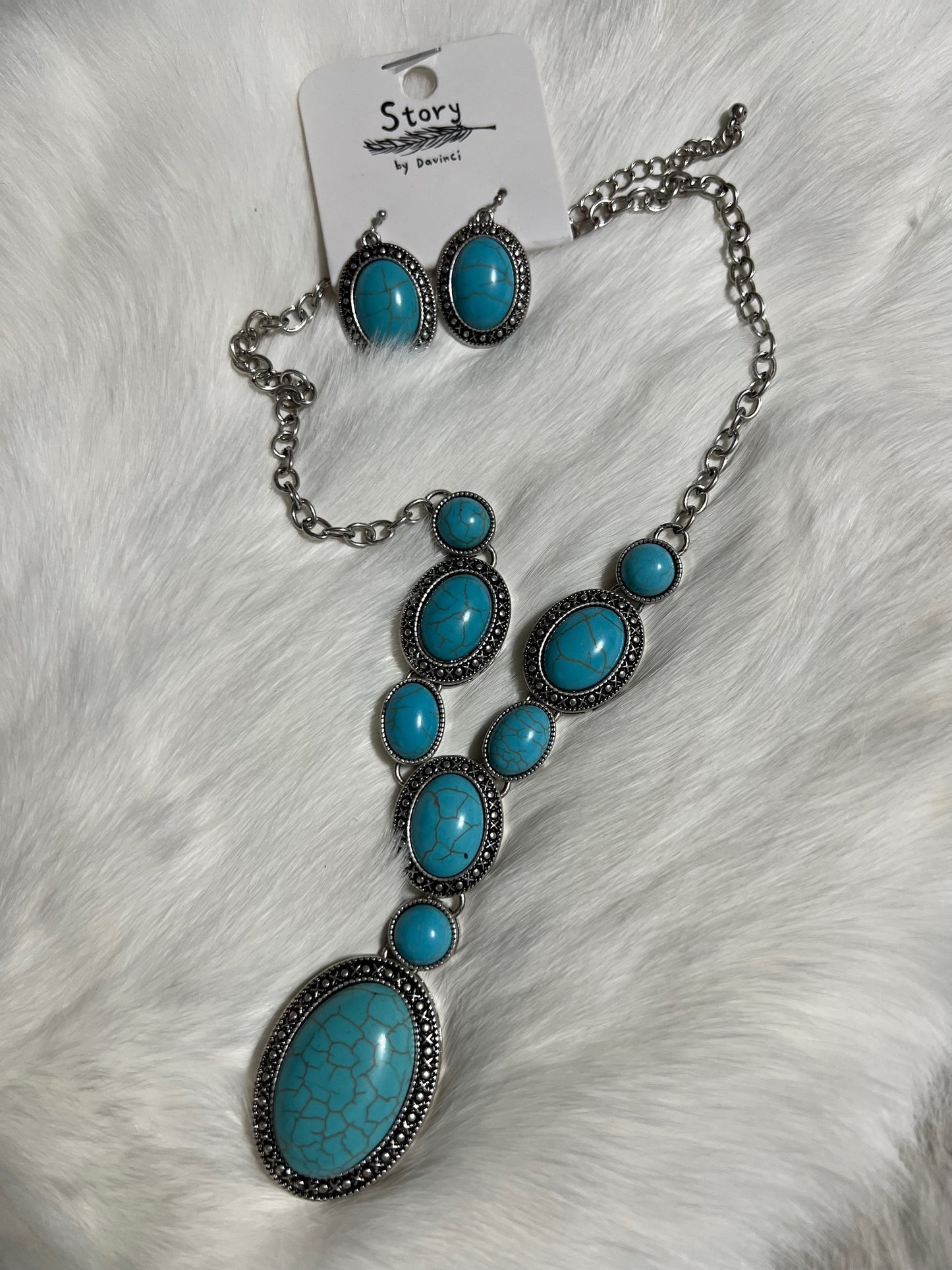 New Western Lariat Style Turquoise Necklace Set Cedar Hill Country Market