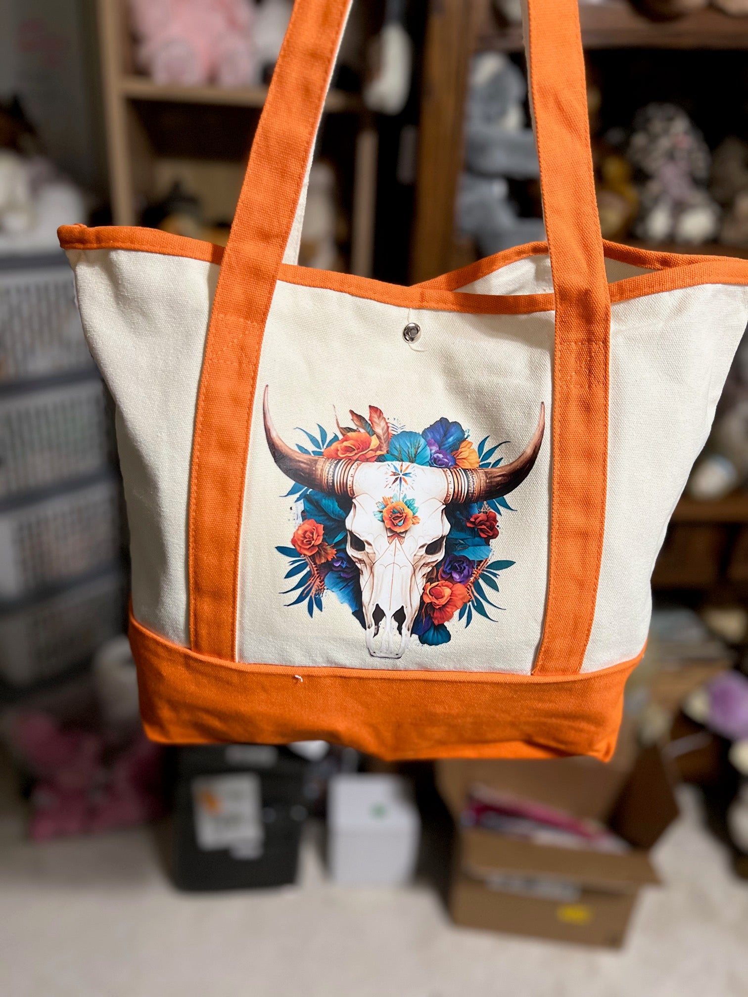 Western Themed Two Pocket Canvas Tote Bags - Multi Colors Cedar Hill Country Market