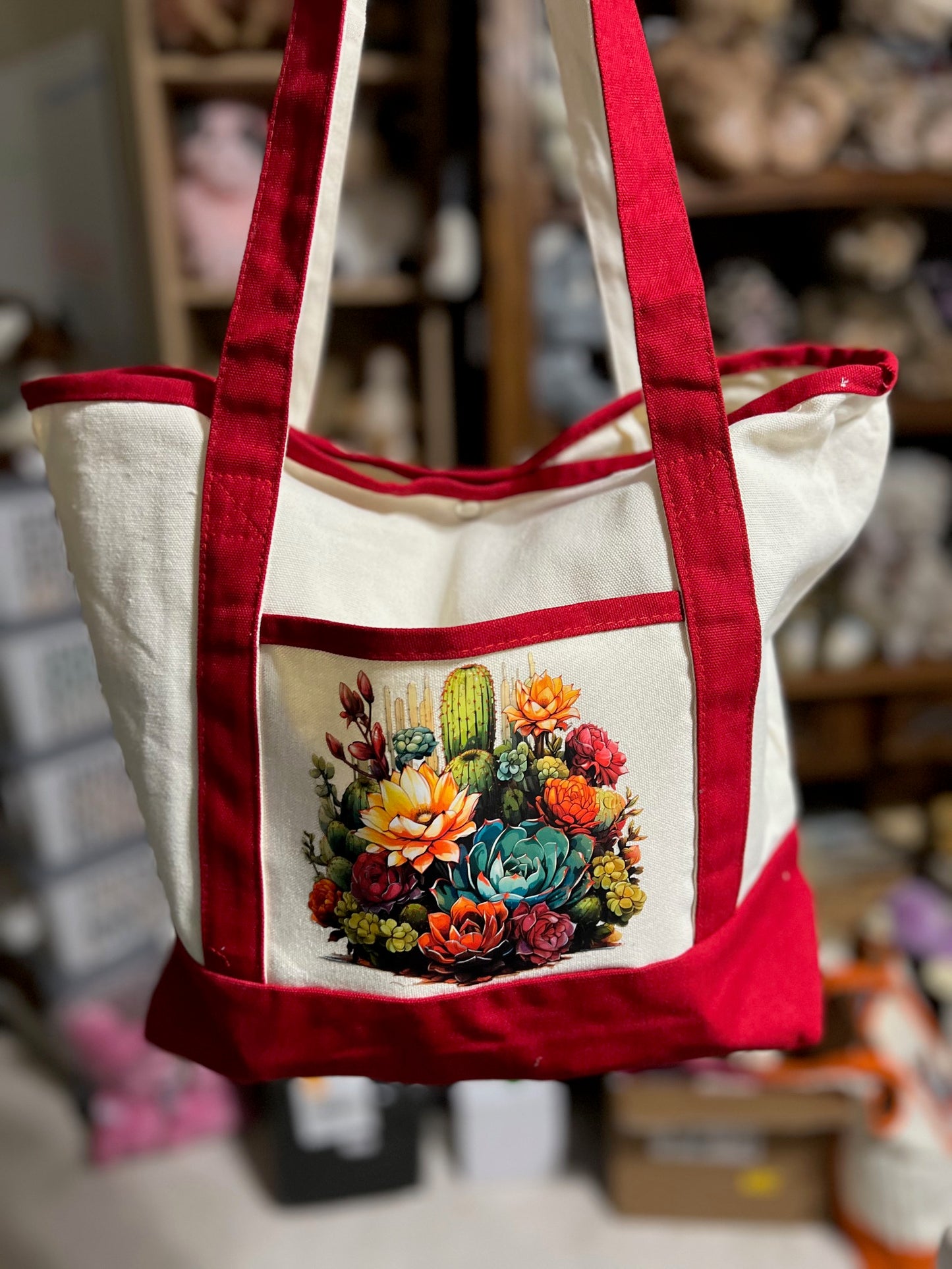 Western Themed Two Pocket Canvas Tote Bags - Multi Colors Cedar Hill Country Market
