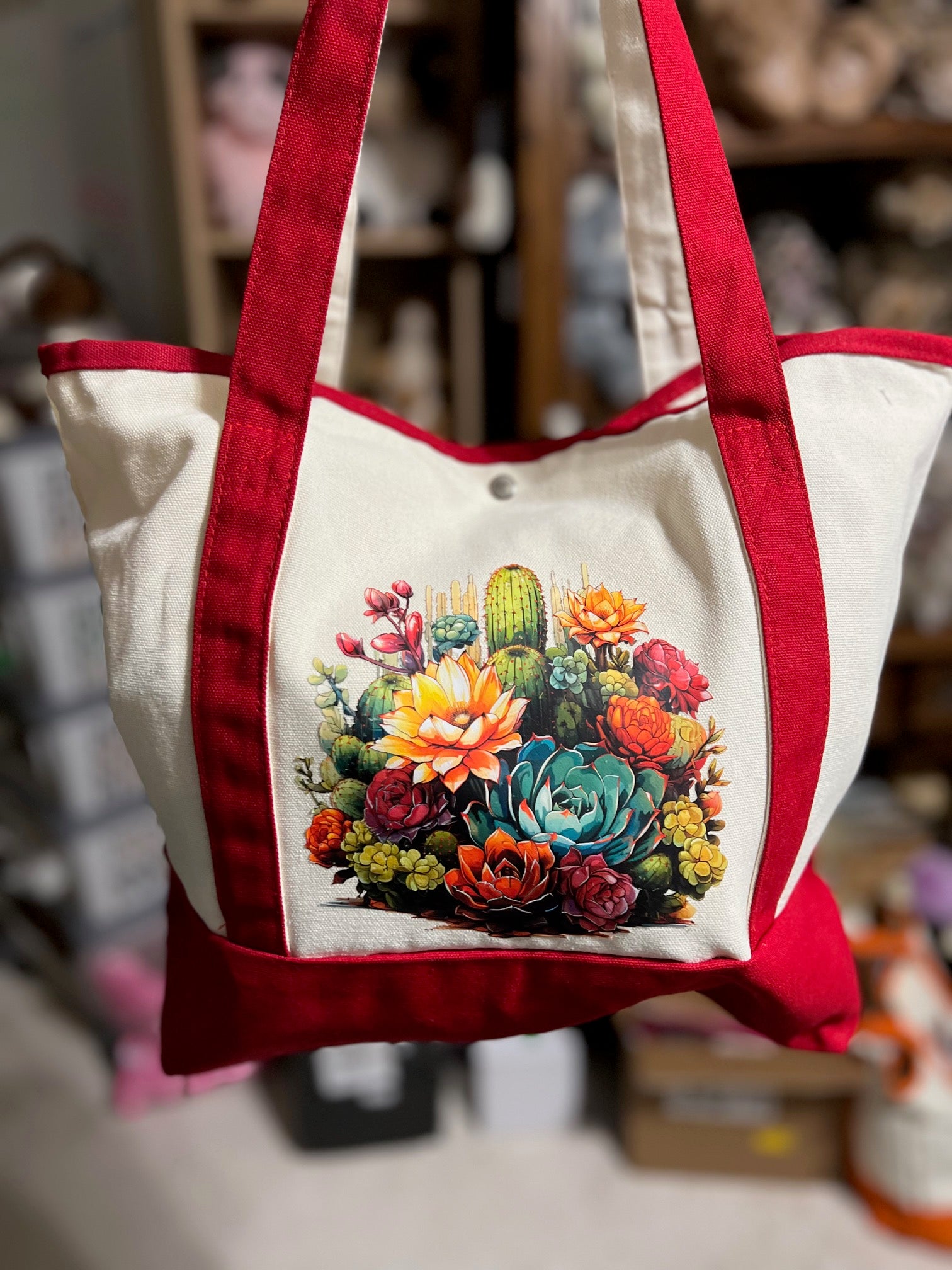 Western Themed Two Pocket Canvas Tote Bags - Multi Colors Cedar Hill Country Market