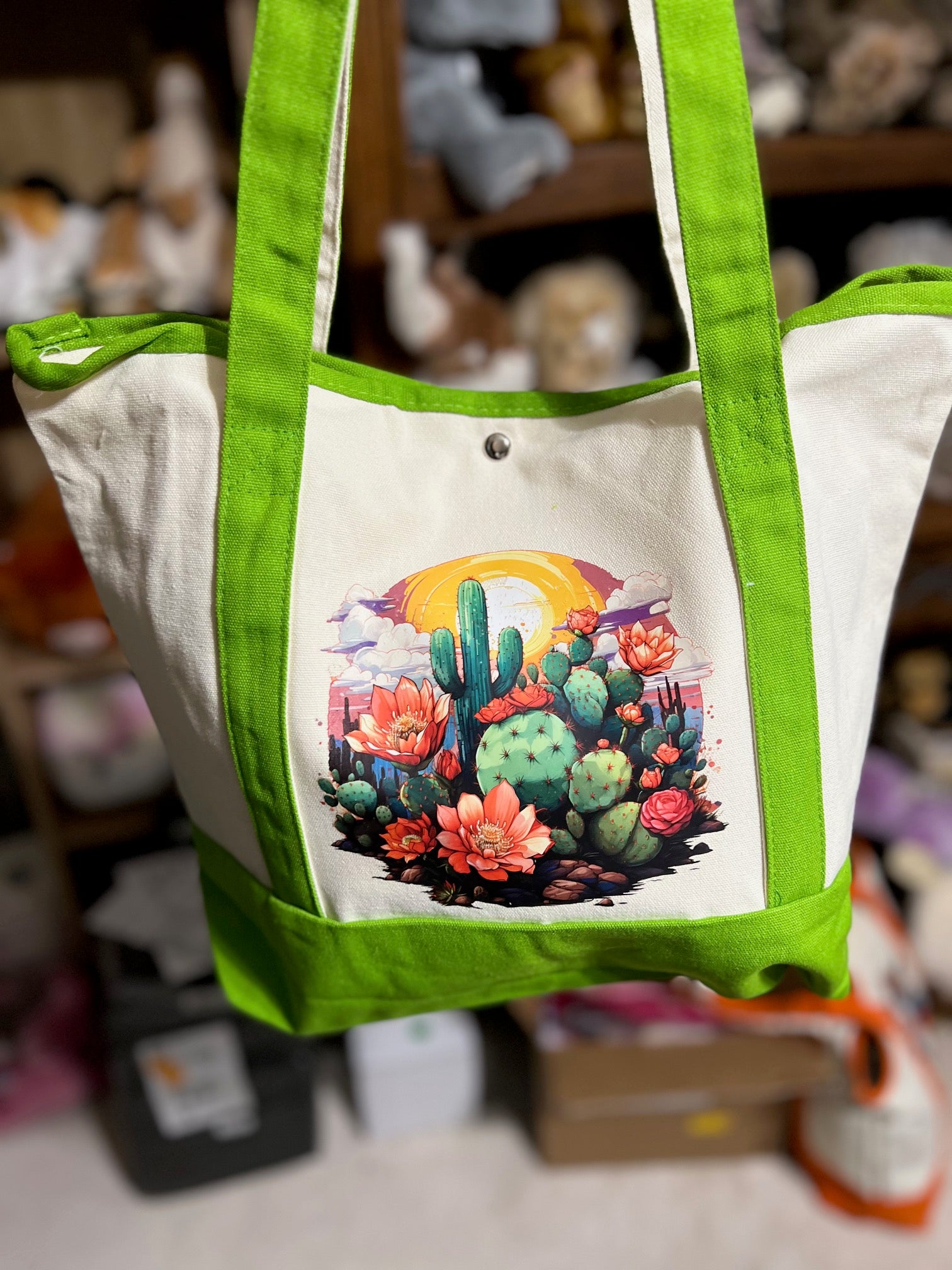 Western Themed Two Pocket Canvas Tote Bags - Multi Colors Cedar Hill Country Market
