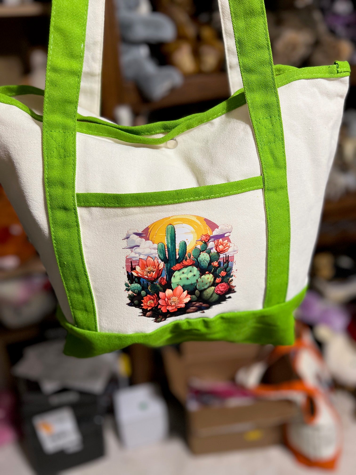 Western Themed Two Pocket Canvas Tote Bags - Multi Colors Cedar Hill Country Market