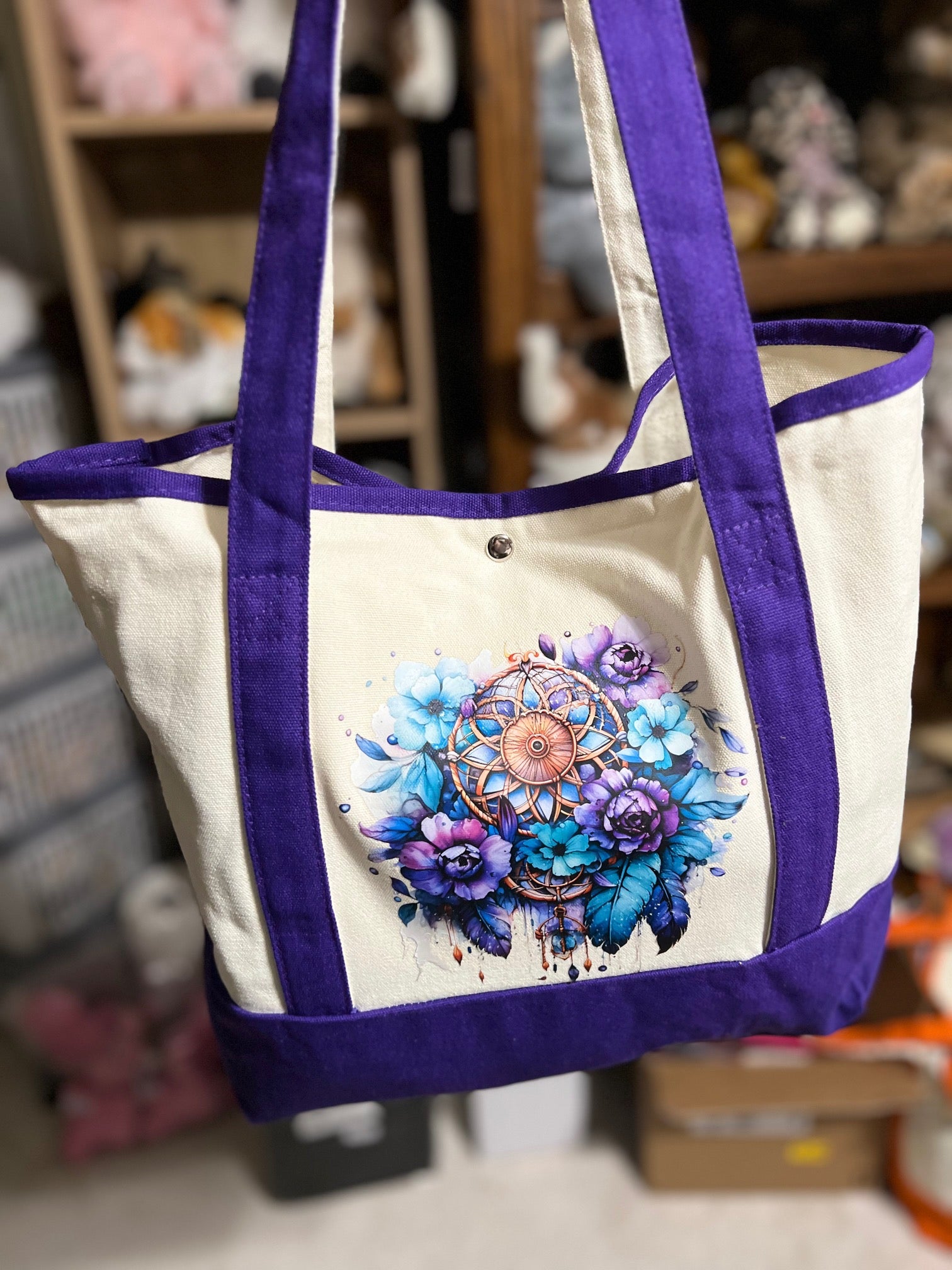 Western Themed Two Pocket Canvas Tote Bags - Multi Colors Cedar Hill Country Market