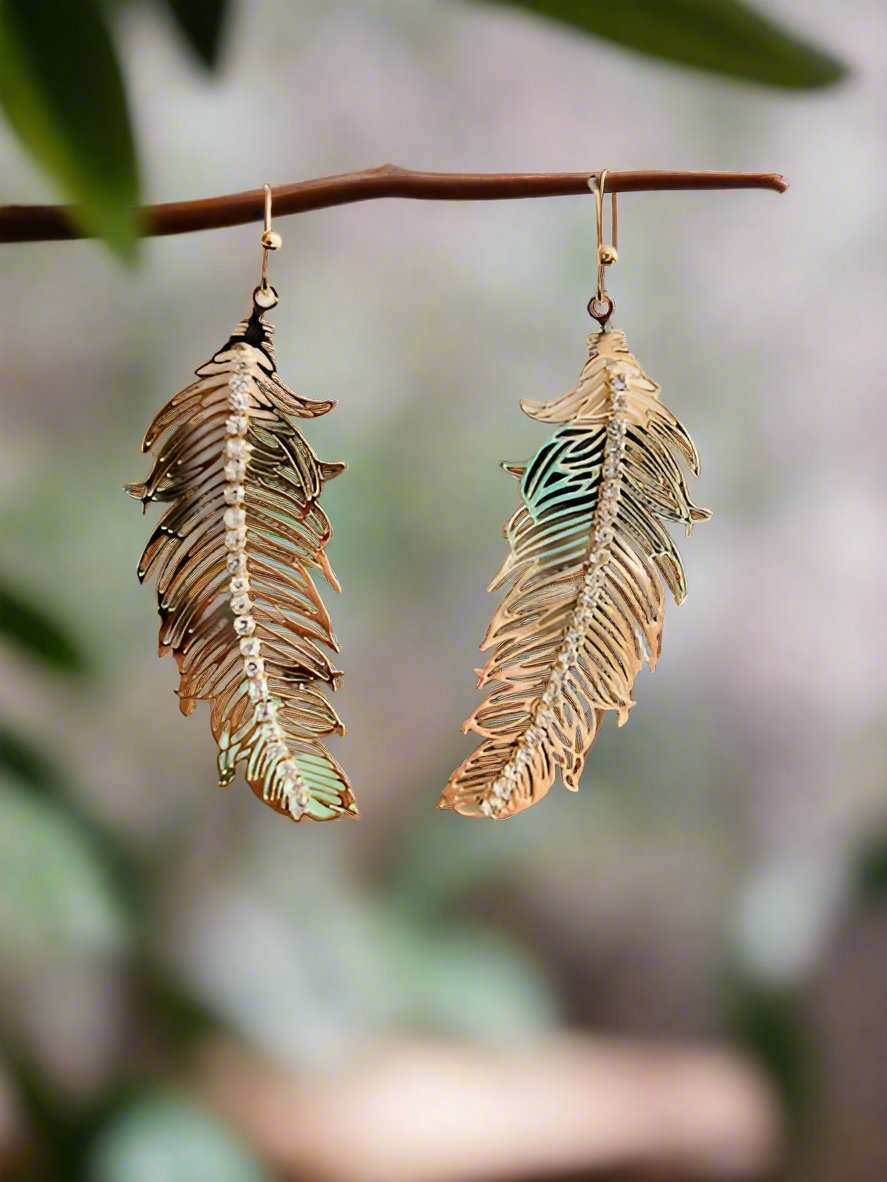 Metal Feather Dangle Earrings Cedar Hill Country Market