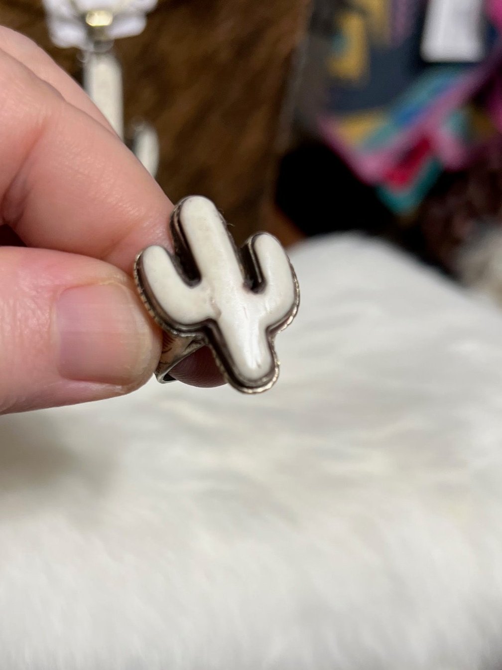 Mini Antler Bone Carved Cactus Ring - Adjustable Cedar Hill Country Market