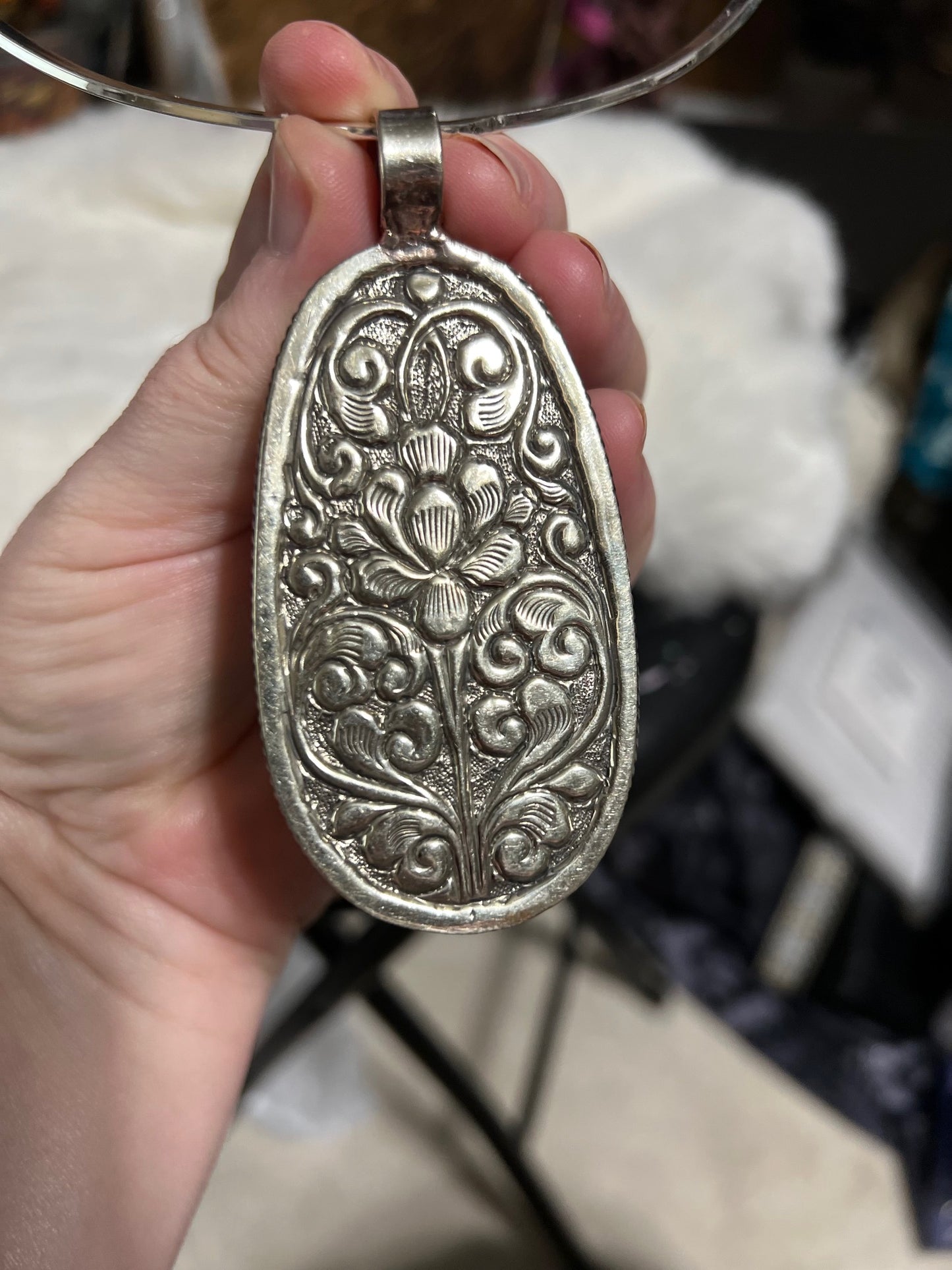 Double Horse - Carved Bone in Tibetan Silver Pendant Cedar Hill Country Market