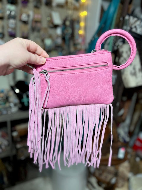 Trinity Ranch Genuine Hair-On Cowhide Ring Handle Wristlet Clutch Bag Cedar Hill Country Market