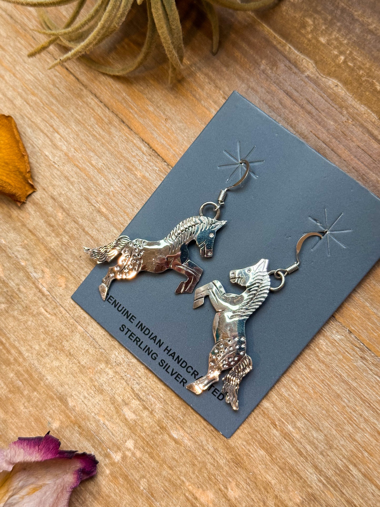The Devon – Sterling Silver Horse Dangle Earrings – Native Made by L.Y. The Bijoux FAB Jewelry