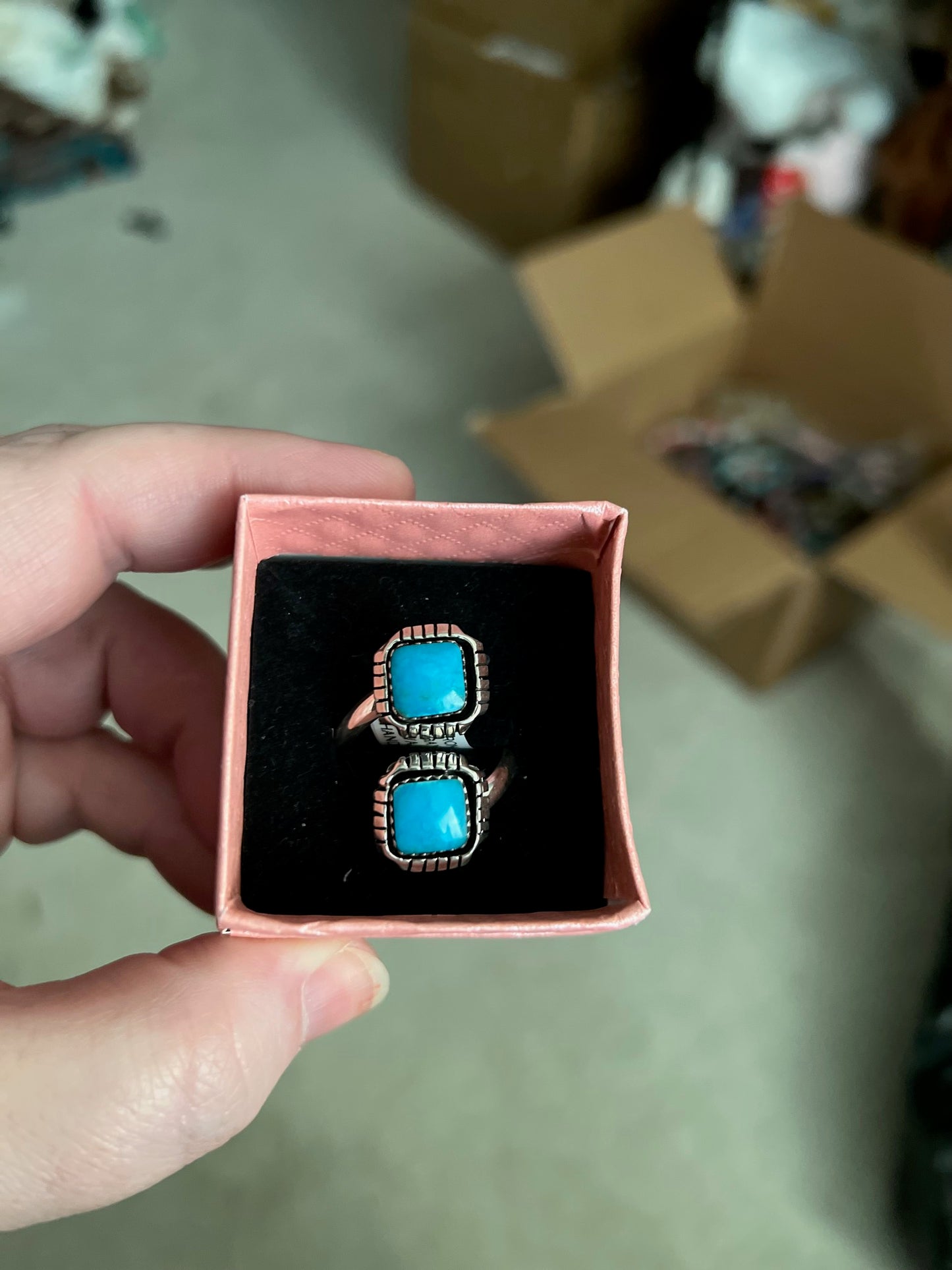 Navajo Handmade - Aaron Begay Crossover Genuine Turquoise in Sterling Silver Ring Cedar Hill Country Market