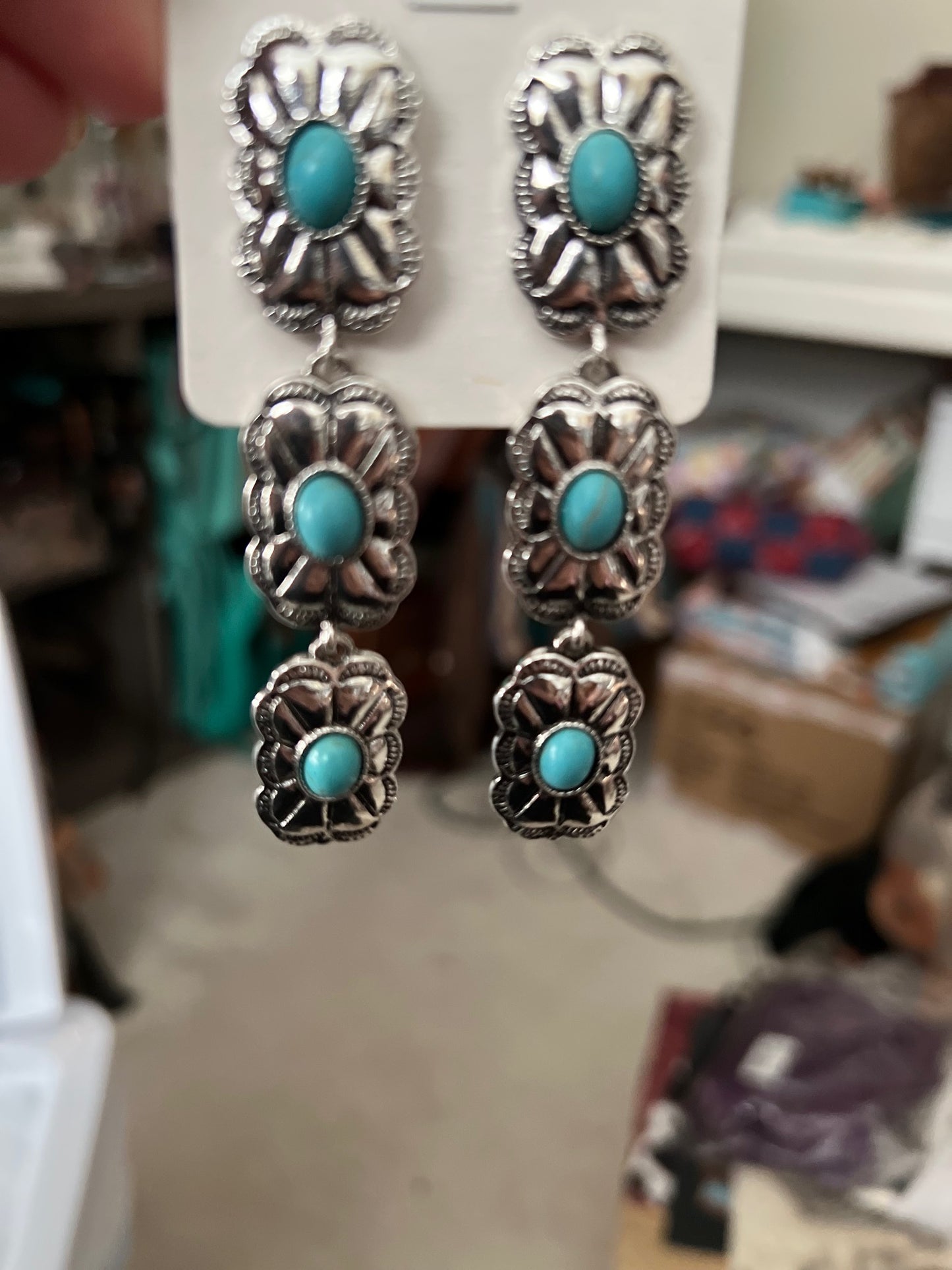 Silver Buckle Dangle Earrings - Stud back