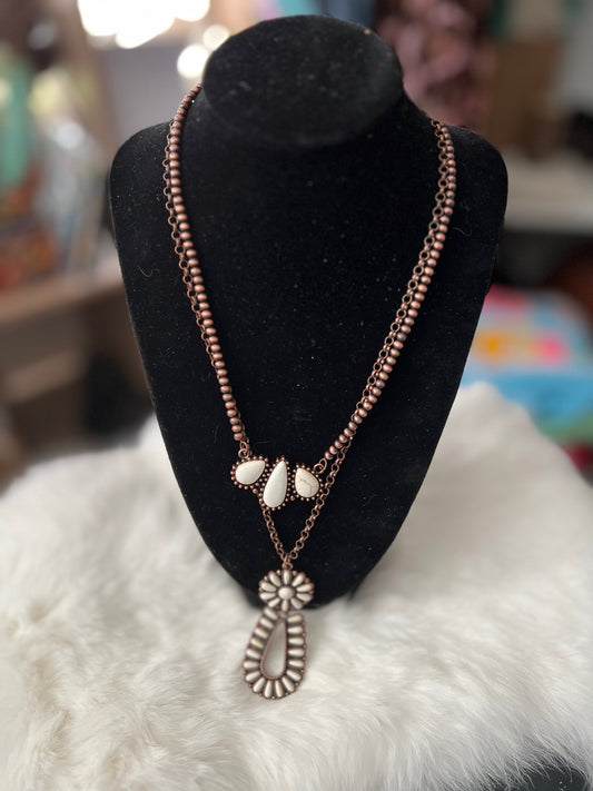 Ivory & Copper Navajo Double Layer Necklace 0549