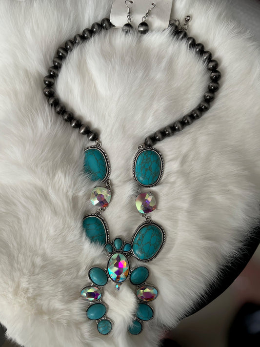 Southern Grace Silver & Turquoise Necklace Set 0622