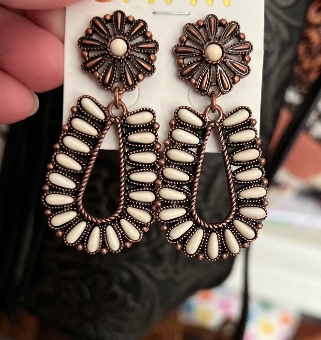 Copper & Ivory Western Earrings