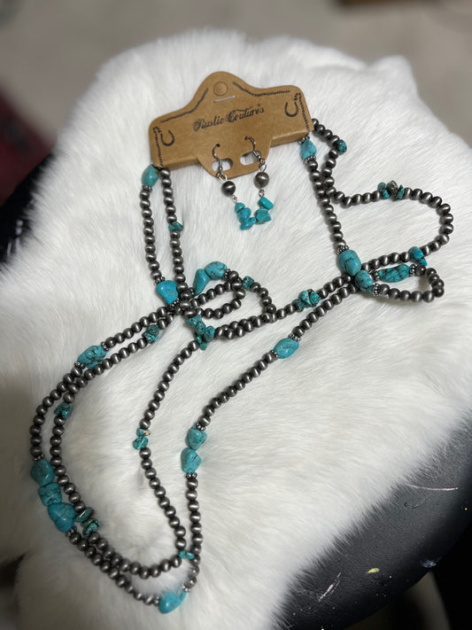Navajo & Turquoise Chunky Necklace Set 0577