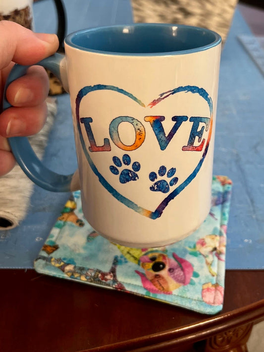 Paw Love Mug Rug &  Mug (15 oz) 2235