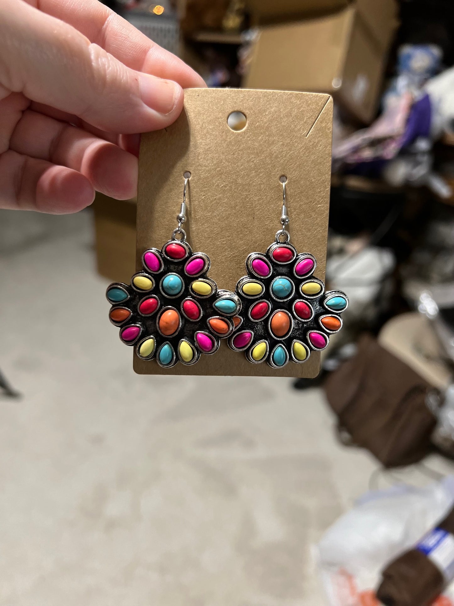 Multi Colored Western Style Squash Earrings