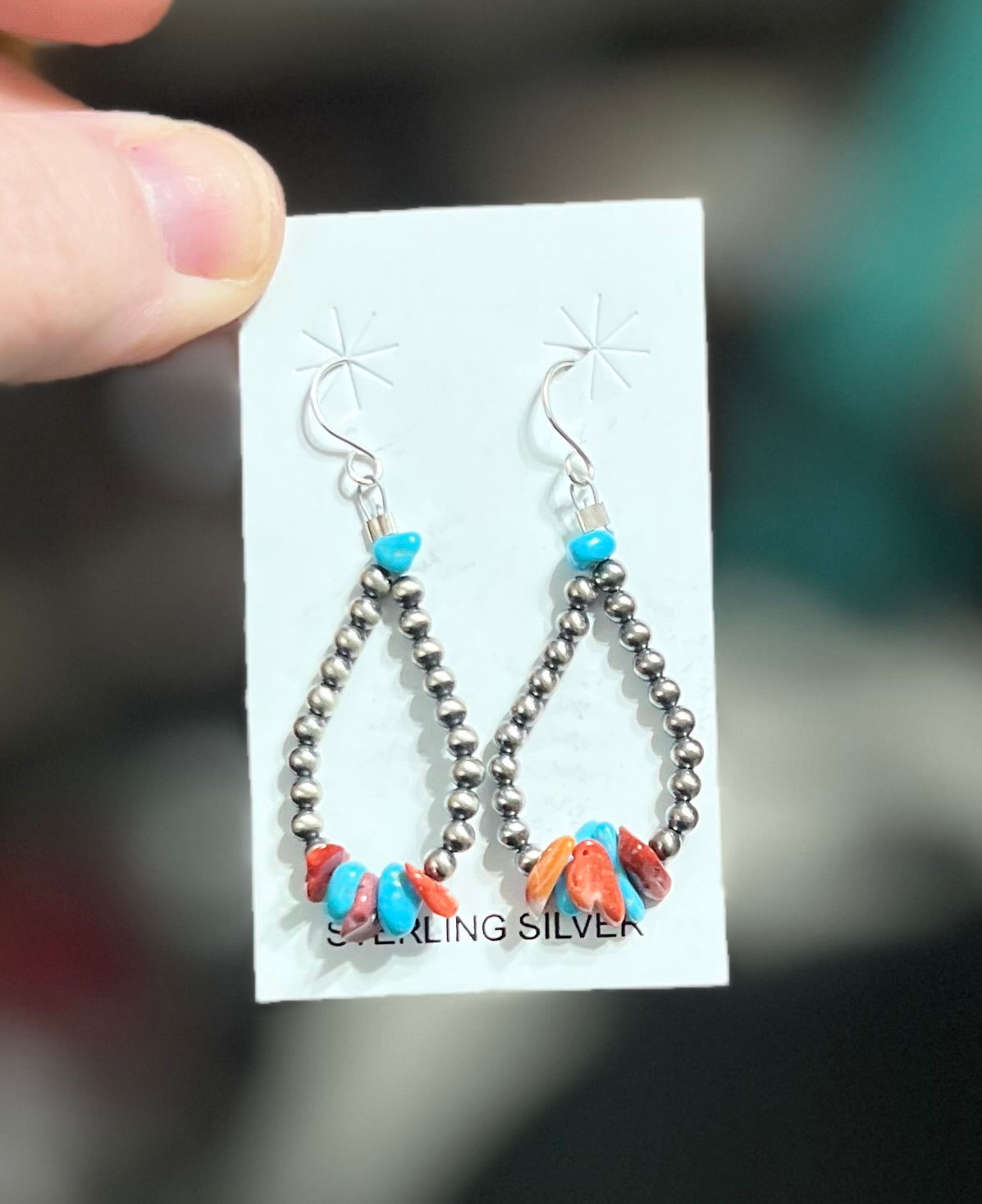 Corraine Smith Genuine Navajo Handmade Kingman & Shell Earrings