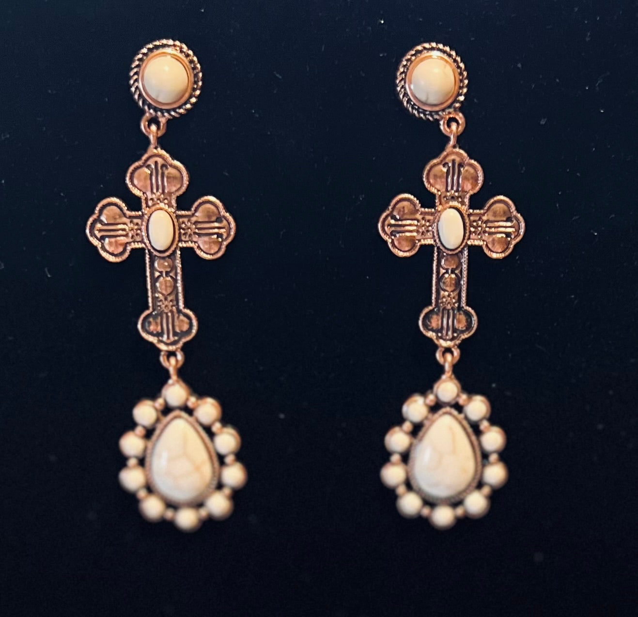 Cross and Concho studded Western Themed Earrings Cedar Hill Country Market