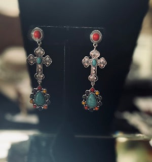 Cross and Concho studded Western Themed Earrings Cedar Hill Country Market